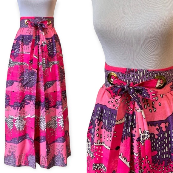 VTG 70s Alex Colman California Maxi Skirt Colorful - Picture 11 of 12